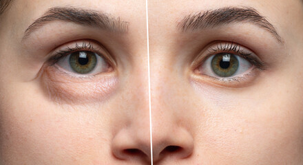 Before and after combined blepharoplasty